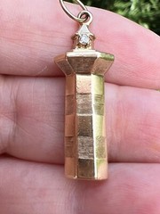 VINTAGE 14K GOLD DIAMOND LIGHTHOUSE CHARM PENDANT SOLID CUSTOM MADE NAUTICAL