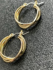 Vintage Small Wired Gold Tone Metal Hinged Hoop Earrings