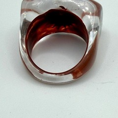 Vintage Style Lucite Acrylic Floral Ring Size 7.25 Amber Resin Mod