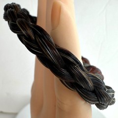 Authentic Hermes Circular Braided Leather Horsehair Bracelet Brown Vintage