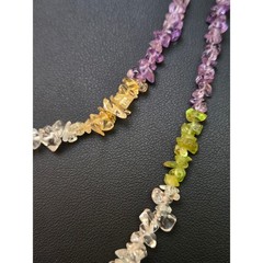 Citrine Peridot Amethyst Semi-Precious Gemstone Bead Necklace Vintage 32in