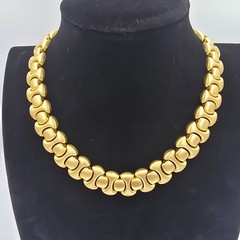 Vintage Matte Gold Necklace Chunky Linked Statement Collar