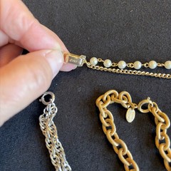 Vintage 1960’s Rhinestone & Faux Pearl Gold Silver Tone Designer Costume Jewelry