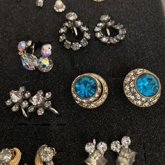 Vintage Unmatched Earrings Lot of 110 All Rhinestones For Crafts Junk Jewelry