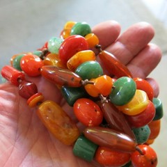Vintage Plastic Beaded Necklace Multi Colored 56 in [5485]
