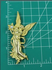 JJ Angel Fairy Holding Star AB Cabochon Wings Brooch Pin Vintage 1970-80s