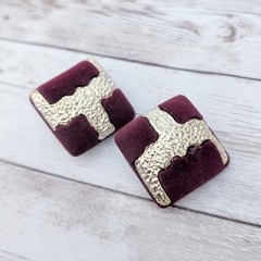 Vintage Clip On Earrings Burgundy & Gold Tone – Condition Issues