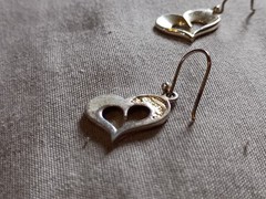 Vintage SU Thailand Sterling Silver Unique Shape Heart Pierced Earrings.