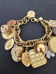 John Wind Maximal Art Bracelet Charm 15 Charms Chunky Gold Plated Vintage