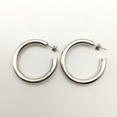 Vintage Sterling Silver 5mm 1.25” Classic Hoop Earrings Marked 925 8.8g #20