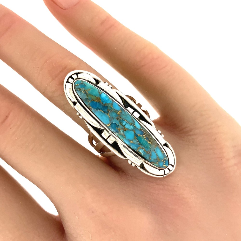Kathy Thomas Southwestern Style Turquoise, Sterling Silver Ring Sz. 6