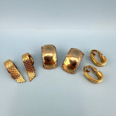 Vintage Designer Clip On Earrings Lot Gold Tone Huggie Climber All Signed