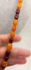 VINTAGE CHERRY RED BAKELITE NATURAL BALTIC AMBER BEADED NECKLACE 53gr