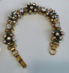Vintage Signed Florenza Victorian Revival Rhinestone Bracelet 1950-1960s 6.5