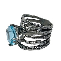 Israel sterling silver blue topaz ring – GM595