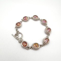Sterling Silver Wired Bracelet and Colorful Glass Stones 7”