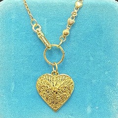 Vintage 12k Gold Filled Pocket Watch Fancy Chain FOB, Swivel Dog Clip, Heart