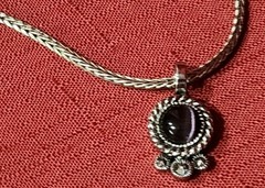 Lot 2: PURPLE AMETHYST BRAIDED Bangle & Necklace Silver Plated Or Pewter