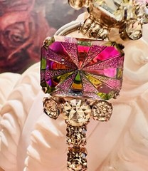 Juliana DeLizza Elster Necklace Earring Watermelon Multifacet Jonquil Rhinestone