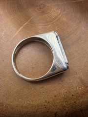 Southwest Modernist White Buffalo Bar Ring Size 10 Sterling Silver Signed GSX