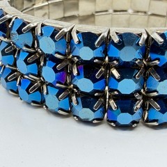 Gothic Blue Aurora Borealis Rhinestone Chunky Stretch Bracelet Gift