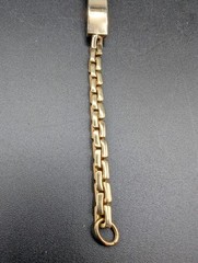 VTG Gold Tone ID Chain Bracelet, Blank Panel, 8.5″ Unmarked