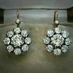 Art Deco Style Lab Created Diamond Wedding 14K Yellow Gold Finish Gift Earrings