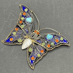 Metropolitan Museum Art Butterfly Cleo Brooch Sterling Silver 3.25″ MMA 1992