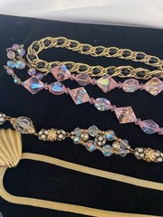VTG NECKLACE LOT Rhinestones AB Pink Clear Red Black Gold Tone VOGUE NAPIER