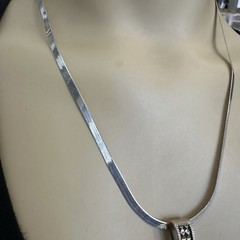 VTG Pendant Necklace 19 Inch Heart Love MOP Marcasite Italy 925 Sterling 19.9g