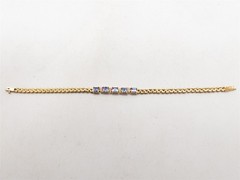 $5000 4ct Natural Princess Cut Tanzanite Diamond 14k Yellow Gold Bracelet 10g