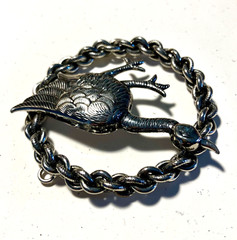 Sterling Silver Vintage Pendant (NO CHAIN) Goose Round Large 2.75 inch Unique