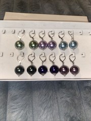 Vtg Various Colors Faux Pearl Dangle Earrings