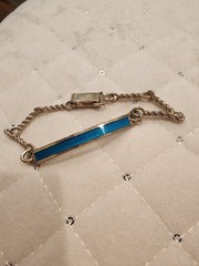 Vintage Italian Sterling Silver and Jade Link Bracelet