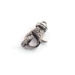 1 Pc Pave Diamond Lobster Claps, 24mmx12mm Lobster Claps, Both Side Pave Diamond