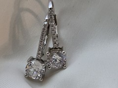​JCM Sterling Silver 925 Cubic Zirconia Round Leverback Drop Earrings