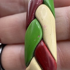 Vintage Artisan Bangle Bracelet Braided Polymer Clay Christmas 8”