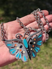 Signed Celebrity Silver Tone Faux Turquoise Enamel Necklace And Bracelet Set