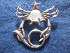 Margot de Taxco Sterling Zodiac Cancer The Crab Brooch 5232