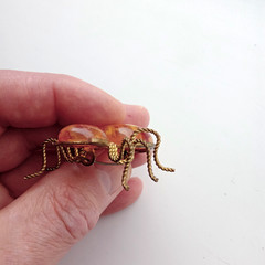Vintage Soviet spider brooch. Amber-honey color. Made in the USSR.