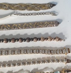 Vtg Sterling Silver Gold Tennis & Chain Bracelets Lot of 10 Diamond CZ Topaz