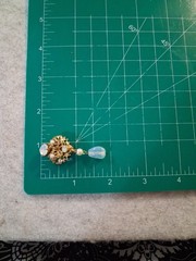 Vtg West Germany Opaline Moonstone Glass Faux Pearl Filigree Dangle Earrings