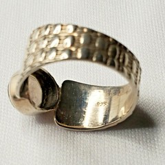 Vintage 925 Sterling Silver Topaz Faceted Flat Silver Dot Etch Ring Size 8.5