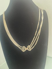 Vintage GOLDETTE Signed 3-Strand Necklace Intaglio Reverse Cameo Pendant As Is