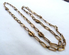 VINTAGE MURAT FRANCE 12K GOLD FILLED LAPIS GEMSTONE STATIONS LINK NECKLACE ~ 28″