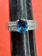 STS vintage London blue topaz cz Sterling Silver Ring 925 Size 7