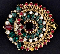1994 Signed Eisenberg Ice Brooch Multicolor Rhinestones