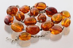 ANTIQUE Vintage Genuine Insect Beads BALTIC AMBER Chain Necklace 74.2g 260312-1