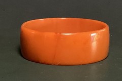 Vintage Dark Orange Marbled Lucite Bangle Bracelet Stackable Minimalist MCM