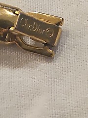 Vintage Christian Dior Classic Logo Black Rhinestone Gold Chain Necklace 18 In